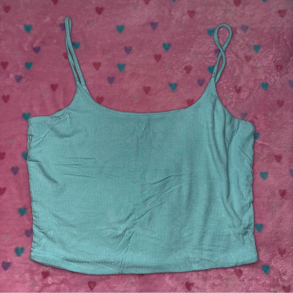 Light blue spaghetti strap crop top tank